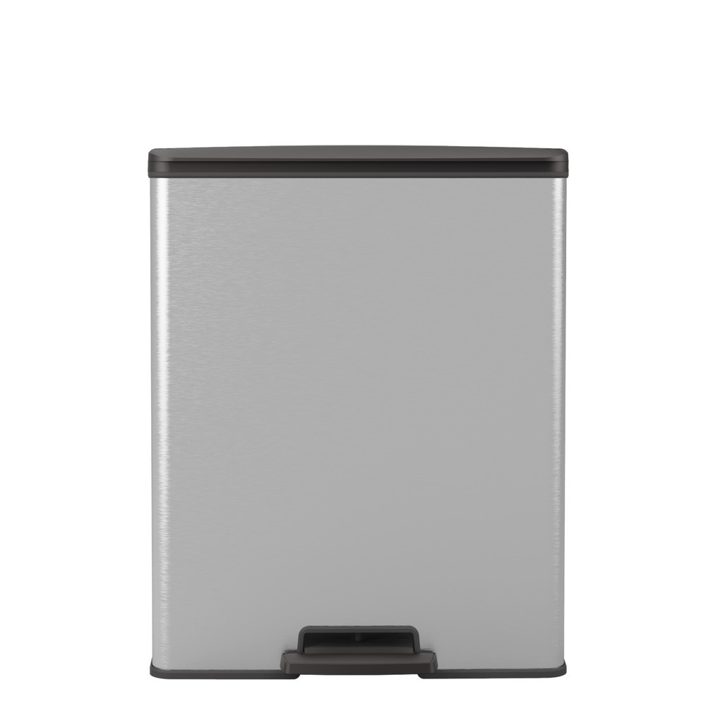 Immagine del prodotto n. 4: Contenitore per rifiuti a pedale DECOBIN Duo, rettangolare, 2x26 litri, argento/nero