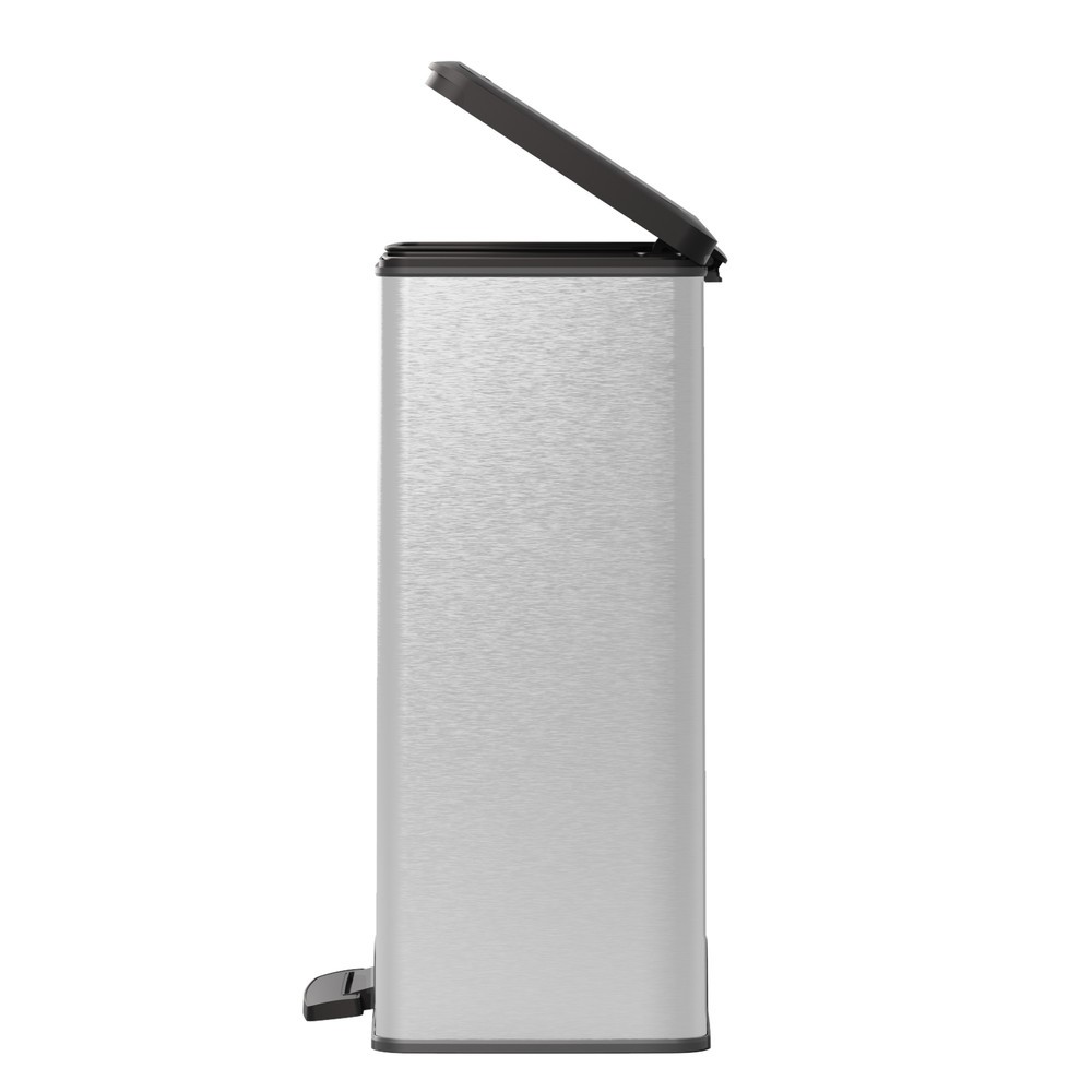 Immagine del prodotto n. 6: Contenitore per rifiuti a pedale DECOBIN Duo, rettangolare, 2x26 litri, argento/nero