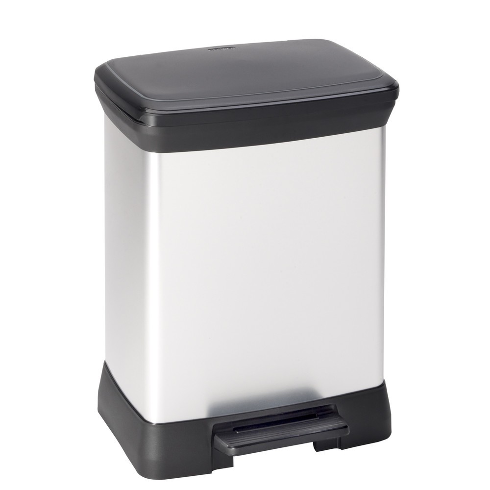 Immagine del prodotto: Contenitore per rifiuti a pedale DECOBIN, rettangolare, 30 litri, argento/nero