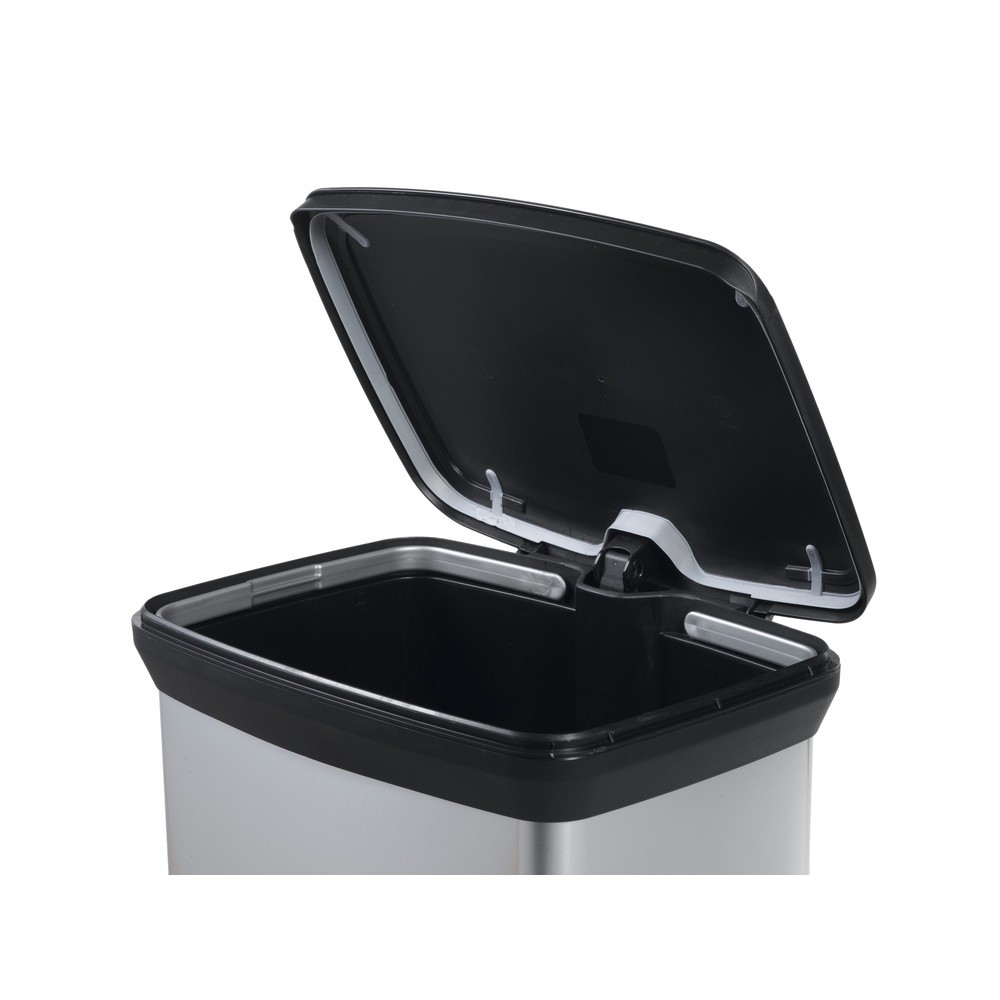 Immagine del prodotto n. 2: Contenitore per rifiuti a pedale DECOBIN, rettangolare, 50 litri, argento/nero
