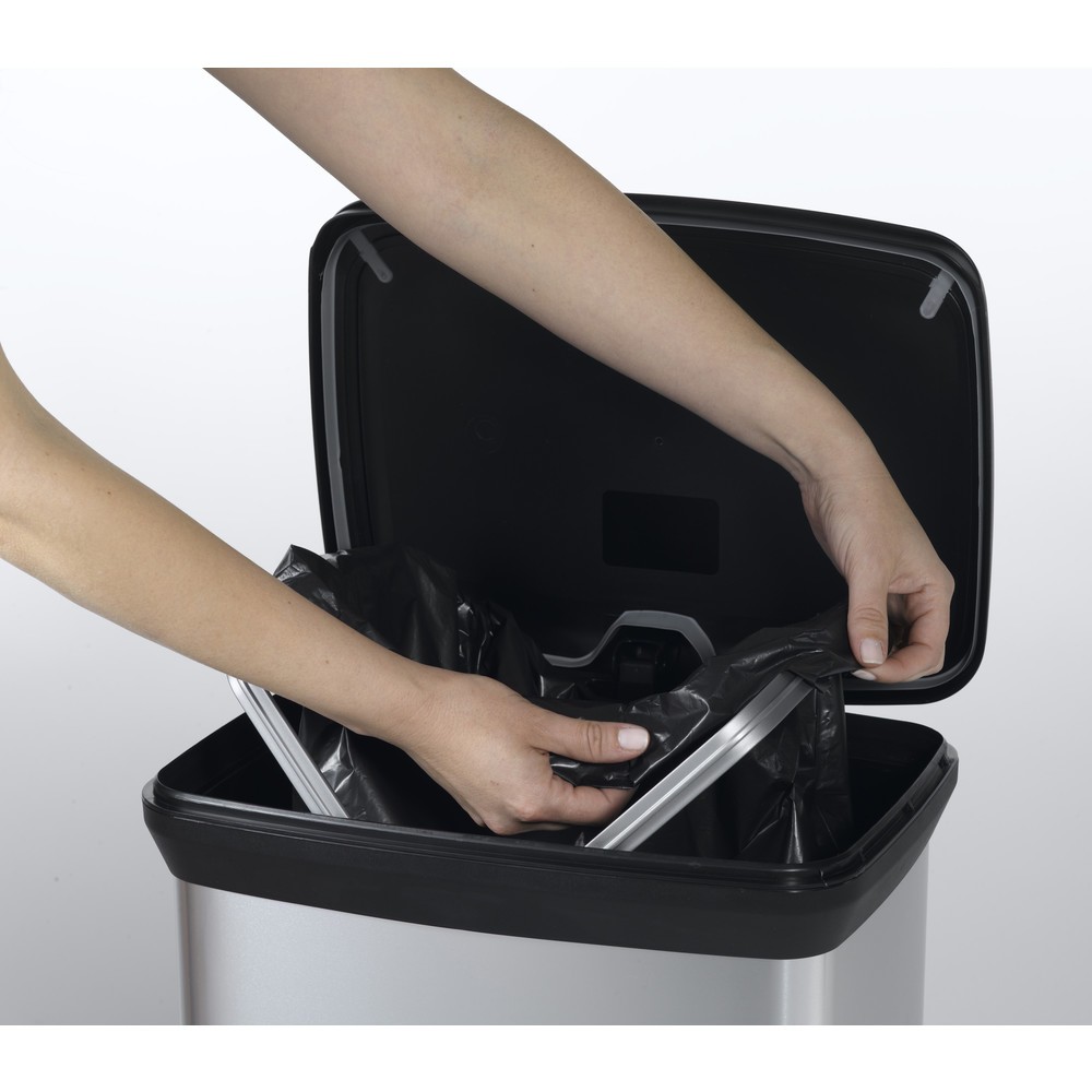 Immagine del prodotto n. 4: Contenitore per rifiuti a pedale DECOBIN, rettangolare, 50 litri, argento/nero