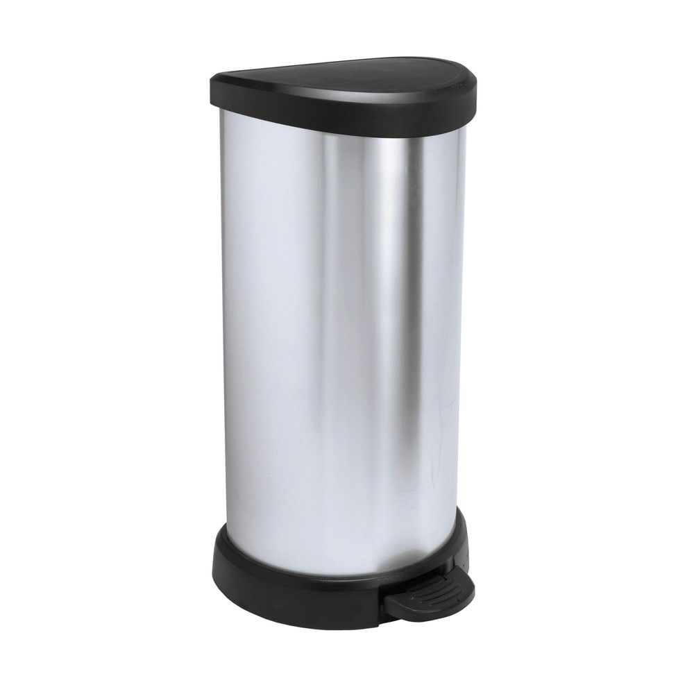 Immagine del prodotto n. 1: Contenitore per rifiuti a pedale DECOBIN, semicircolare, 40 litri, argento/nero