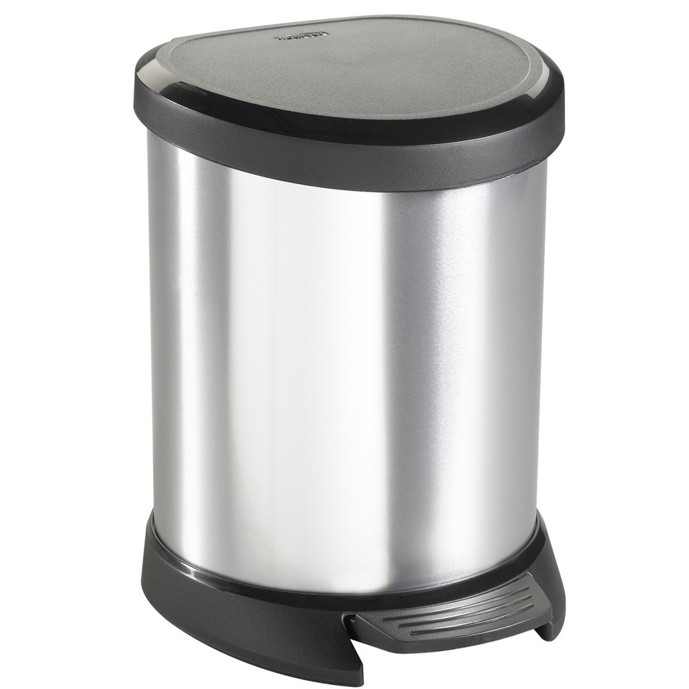 Immagine del prodotto: Contenitore per rifiuti a pedale DECOBIN, semicircolare, 5 litri, argento/nero