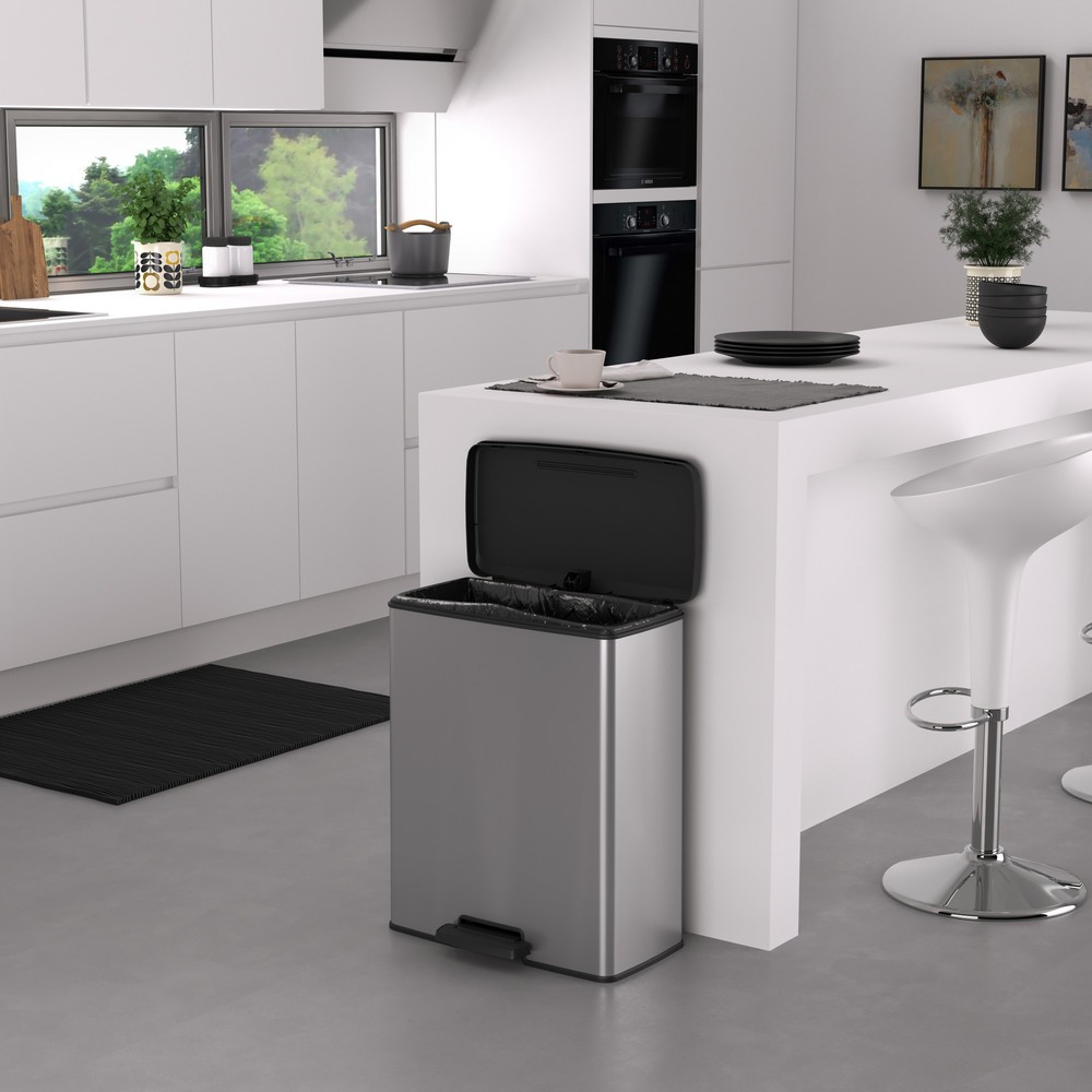 Immagine del prodotto n. 6: Contenitore per rifiuti a pedale DECOBIN, semicircolare, 65 litri, argento/nero