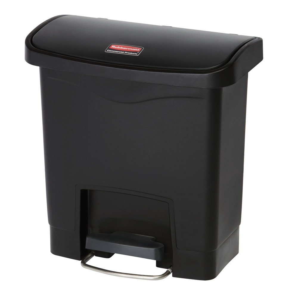 Immagine del prodotto n. 1: Contenitore per rifiuti a pedale Rubbermaid Slim Jim® con pedale sul lato lungo, materiale plastico, 30 l, nero