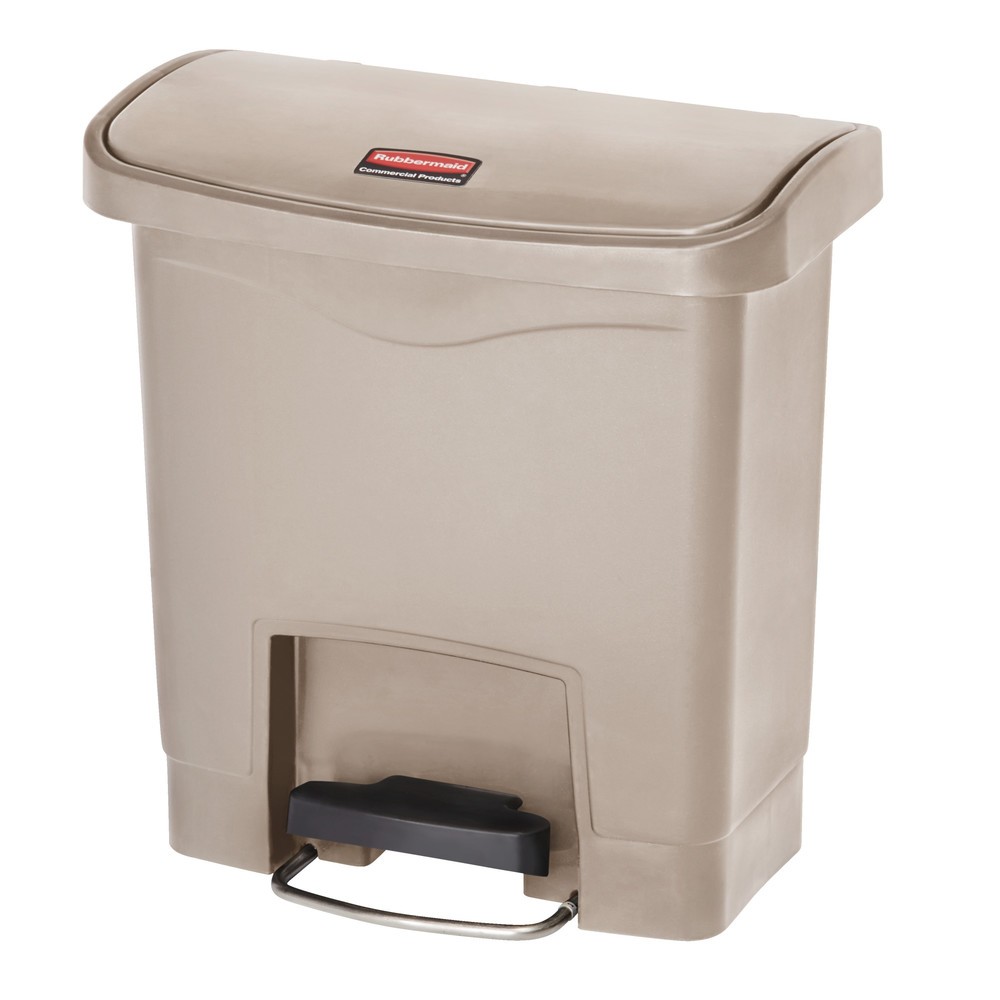 Immagine del prodotto n. 1: Rubbermaid Slim Jim® Pattumiera a pedale con pedale laterale largo, in plastica, 15 litri, beige