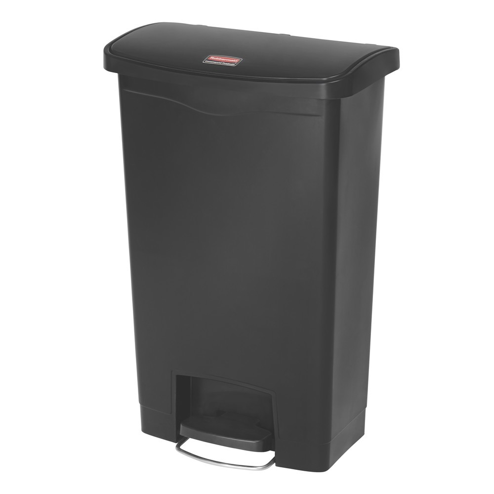 Immagine del prodotto n. 1: Contenitore per rifiuti a pedale Rubbermaid Slim Jim® con pedale sul lato lungo, materiale plastico, 50 l, nero