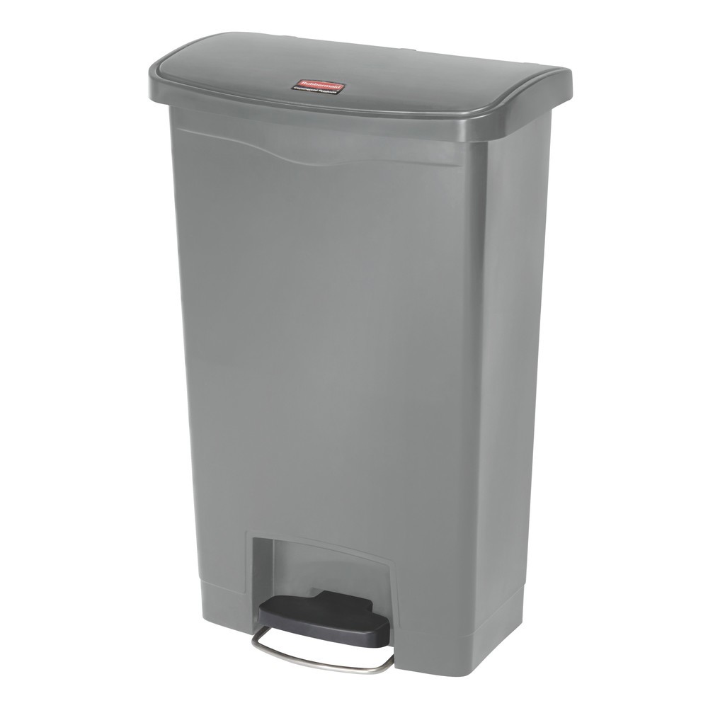 Immagine del prodotto n. 1: Contenitore per rifiuti a pedale Rubbermaid Slim Jim® con pedale sul lato lungo, materiale plastico, 50 l, grigio