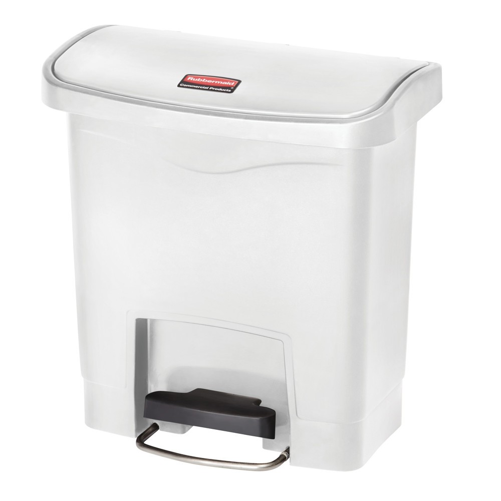 Immagine del prodotto n. 1: Rubbermaid Slim Jim® Pattumiera a pedale con pedale laterale largo, in plastica, 15 litri, bianco
