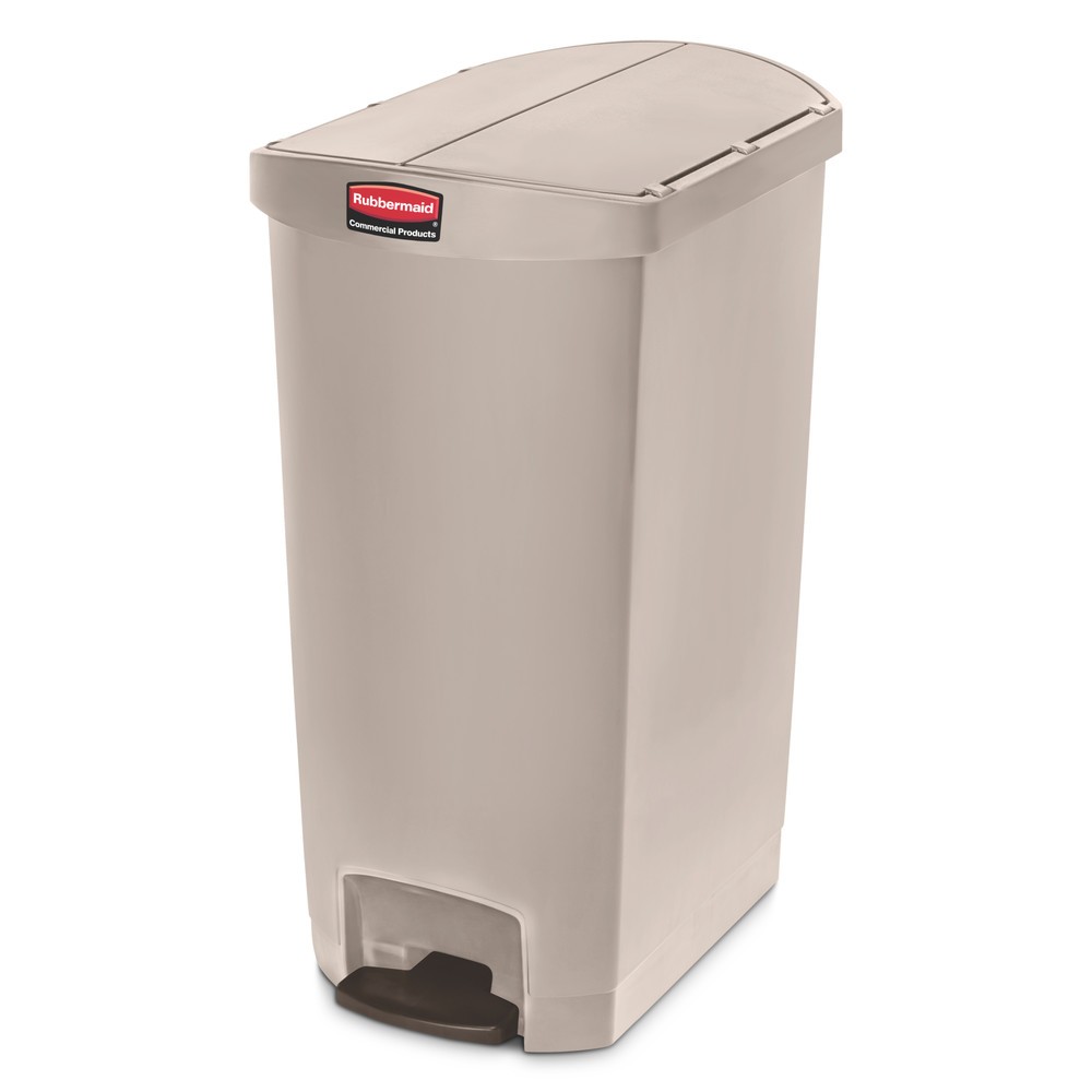 Immagine del prodotto: Contenitore per rifiuti a pedale Rubbermaid Slim Jim® con pedale sul lato corto, materiale plastico, 68 l, beige