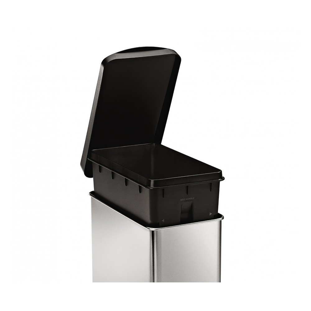 Immagine del prodotto n. 3: Contenitore per rifiuti a pedale SIMPLEHUMAN Profile, 10 litri, acciaio inox opaco, nero