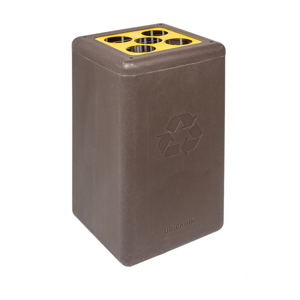 Immagine del prodotto: Contenitore per rifiuti BRICKBIN per bicchieri, in plastica riciclata e fondi di caffè, 65 litri, marrone/giallo