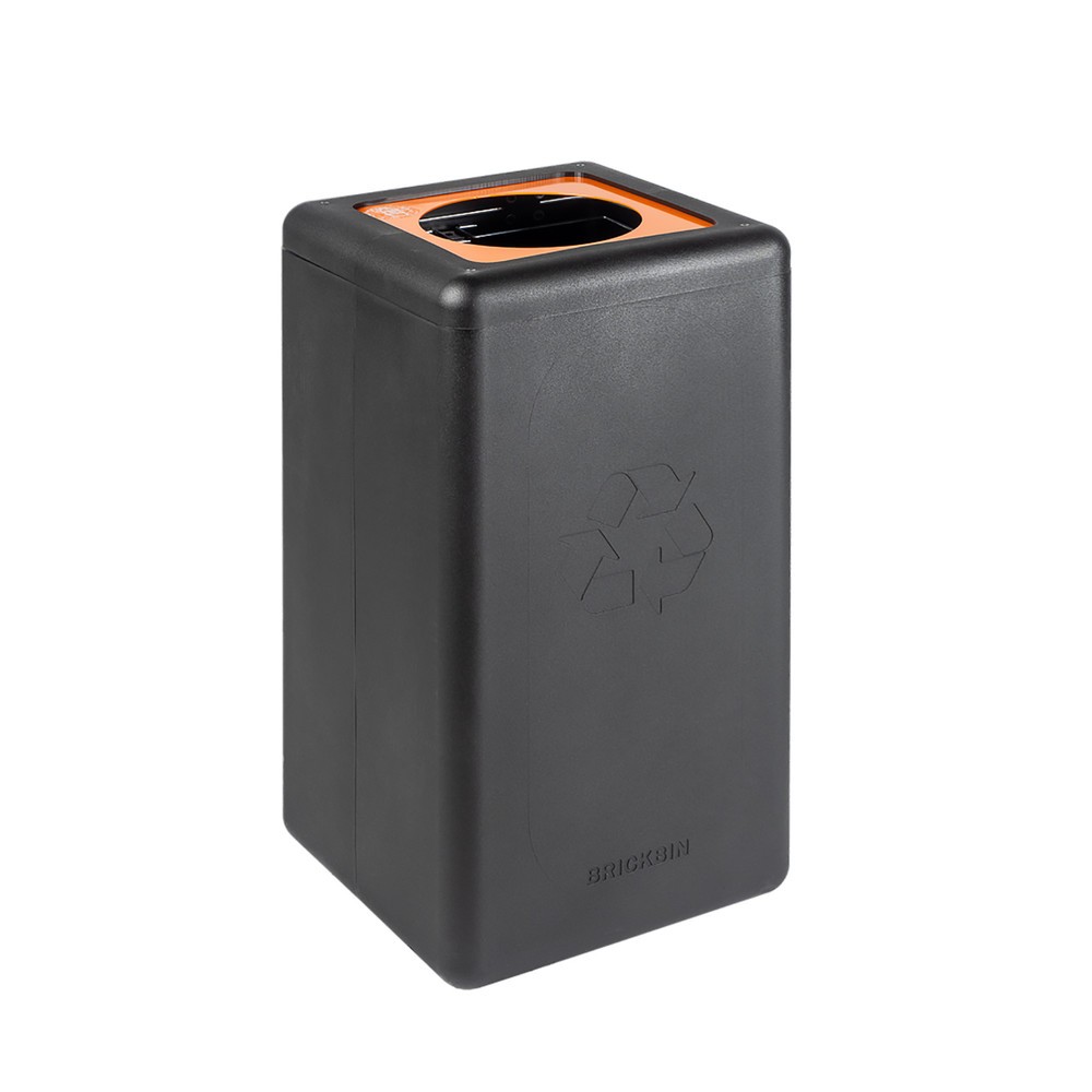 Immagine del prodotto: Contenitore per rifiuti BRICKBIN per plastica, in plastica riciclata, 65 litri, quadrato, nero/arancione