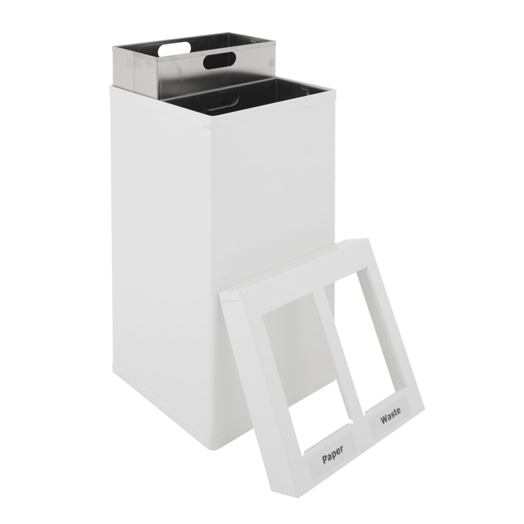 Contenitore per rifiuti CARRO Mix, in alluminio, 2x52,5 litri, bianco Immagine del prodotto n. 2: Contenitore per rifiuti CARRO Mix, in alluminio, 2x52,5 litri, bianco