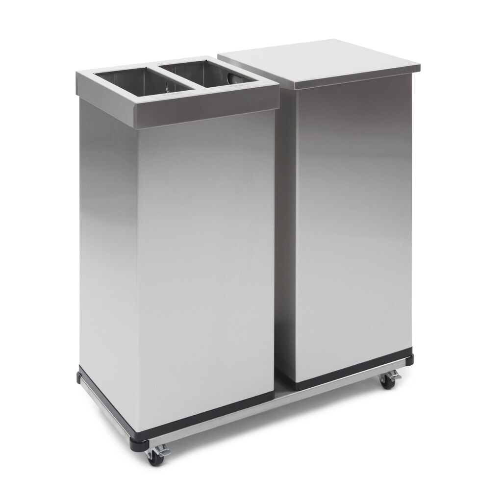 Contenitore per rifiuti CARRO Mix, in acciaio inox, 2x52,5 litri Immagine del prodotto n. 3: Contenitore per rifiuti CARRO Mix, in acciaio inox, 2x52,5 litri