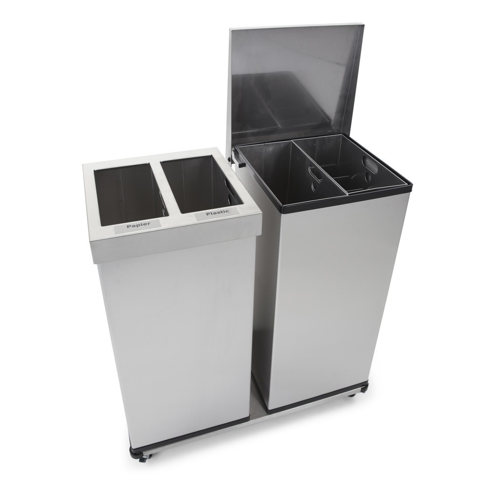 Immagine del prodotto n. 4: Contenitore per rifiuti CARRO Mix, in acciaio inox, 2x52,5 litri