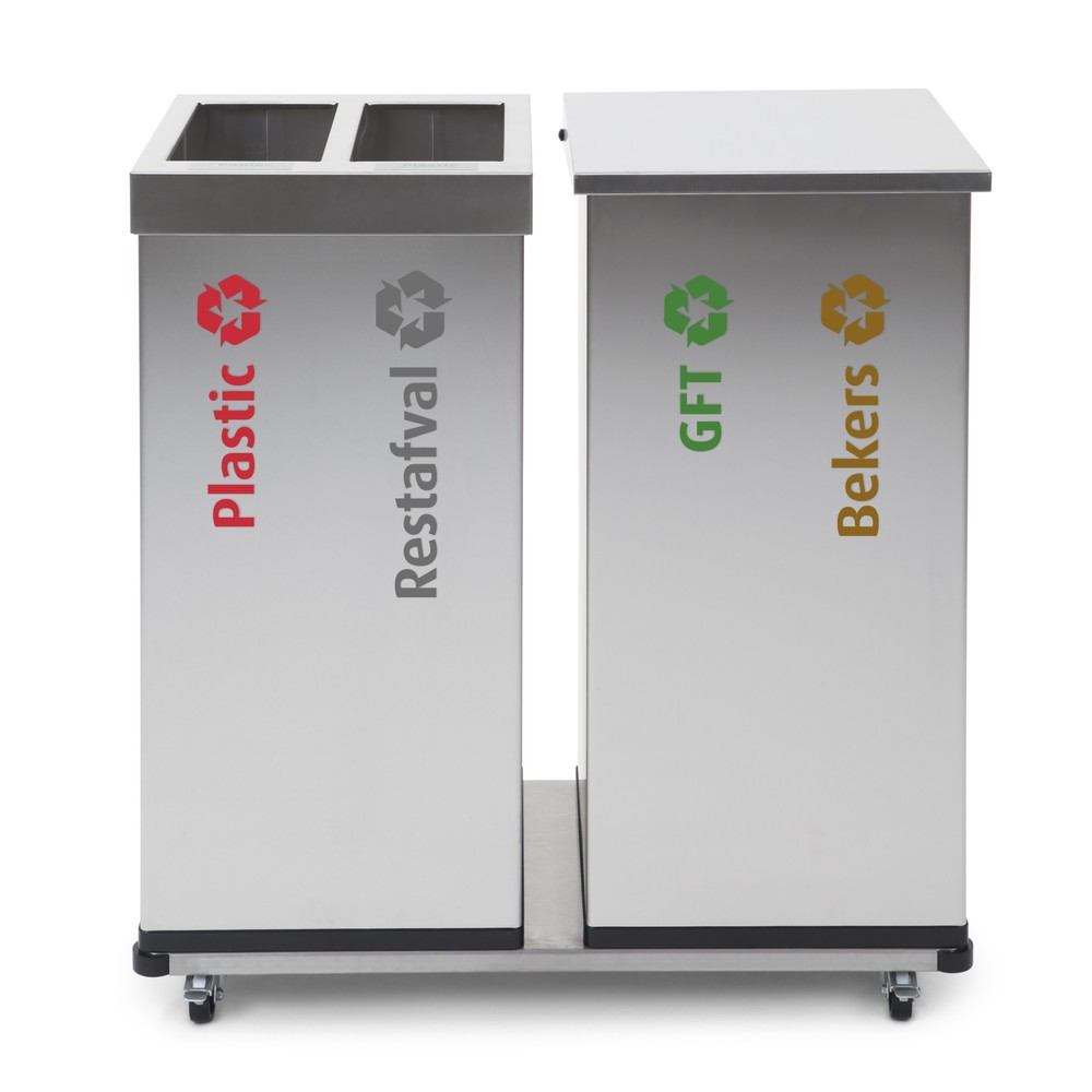Immagine del prodotto n. 5: Contenitore per rifiuti CARRO Mix, in acciaio inox, 2x52,5 litri