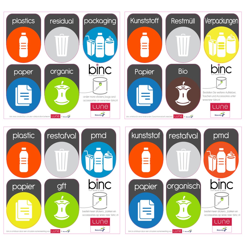Contenitore per rifiuti di design LUNE Binc, bianco, nero, con coperchio aperto Immagine del prodotto n. 8: Contenitore per rifiuti di design LUNE Binc, bianco, nero, con coperchio aperto