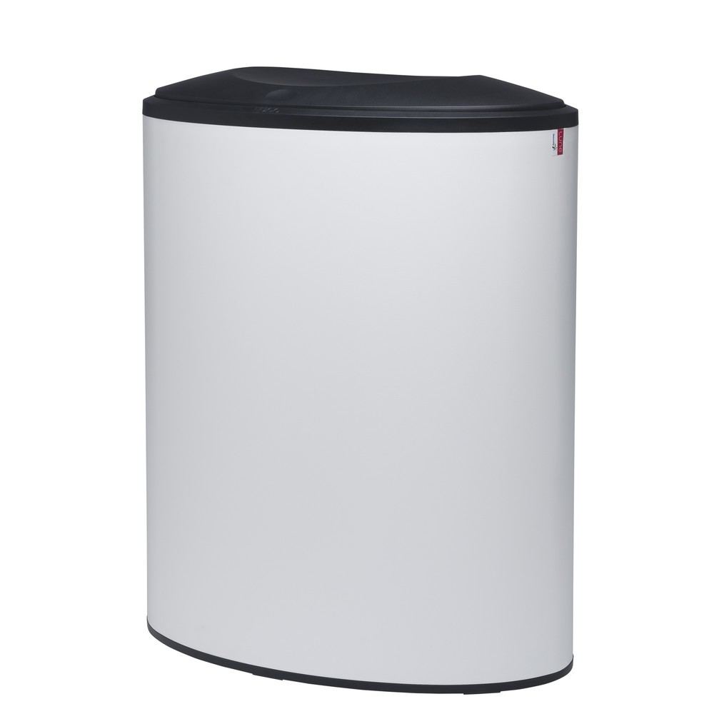 Immagine del prodotto: Contenitore per rifiuti di design LUNE Binc, bianco, nero, con coperchio chiuso