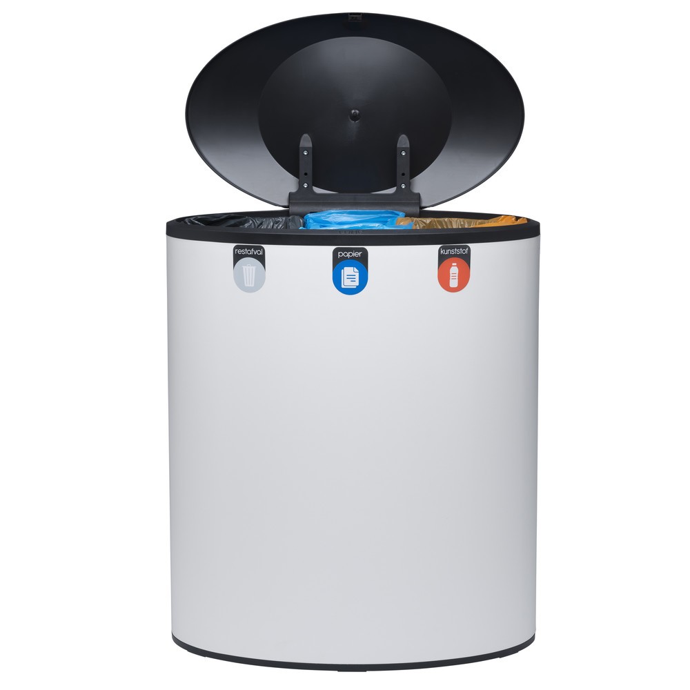 Immagine del prodotto n. 7: Contenitore per rifiuti di design LUNE Binc, bianco, nero, con coperchio chiuso