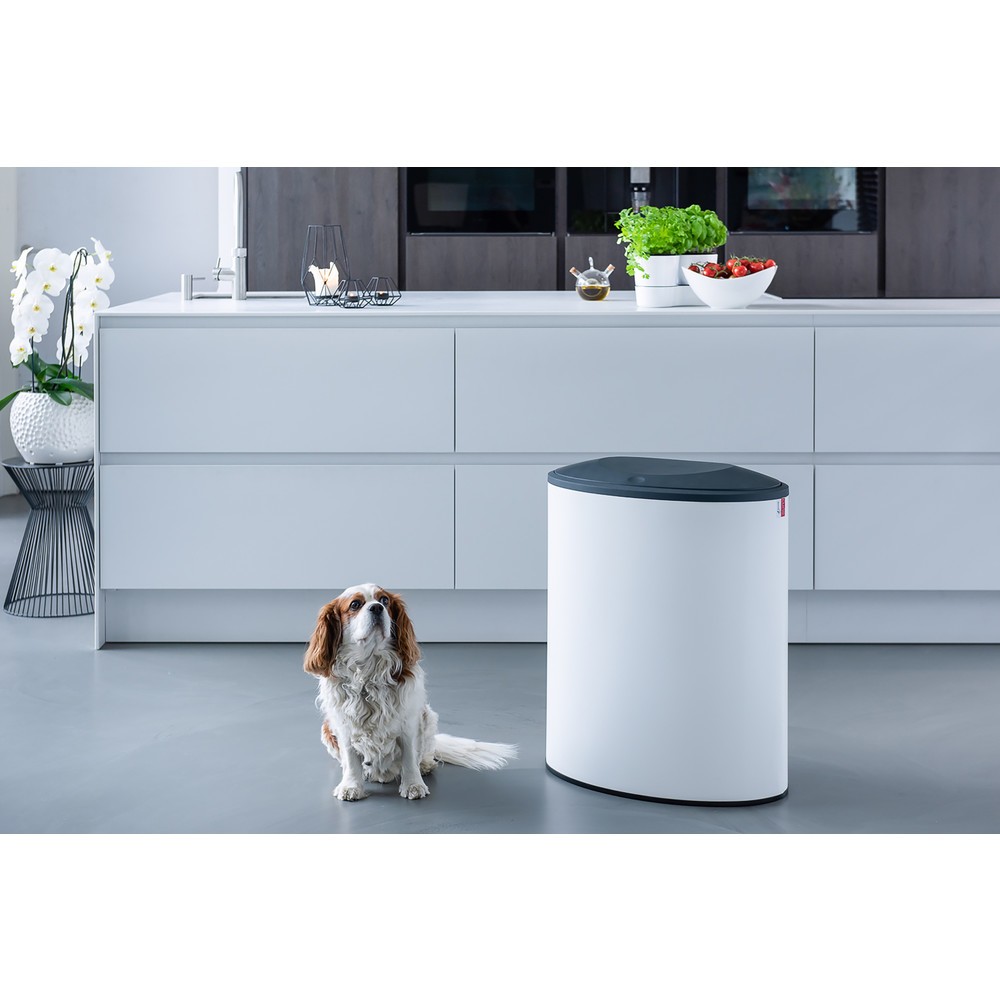 Immagine del prodotto n. 9: Contenitore per rifiuti di design LUNE Binc, bianco, nero, con coperchio chiuso