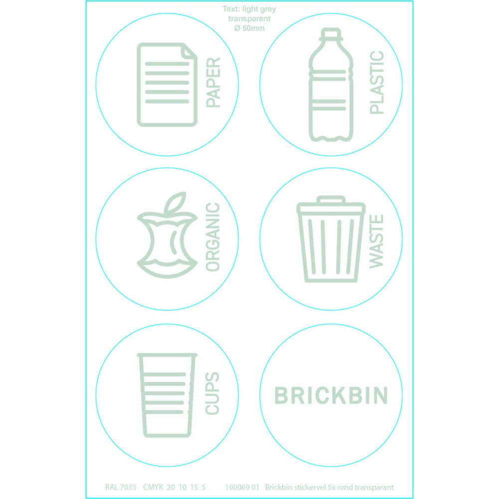 Immagine del prodotto n. 3: Contenitore per rifiuti residui BRICKBIN, in plastica riciclata, 65 litri, quadrato, bianco/grigio