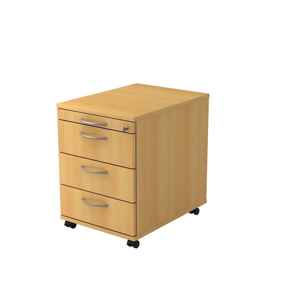 Immagine del prodotto: Contenitore su ruote Cube, 4 cassetti con maniglia in metallo, AxLxP 590 x 428 x 580 mm, faggio