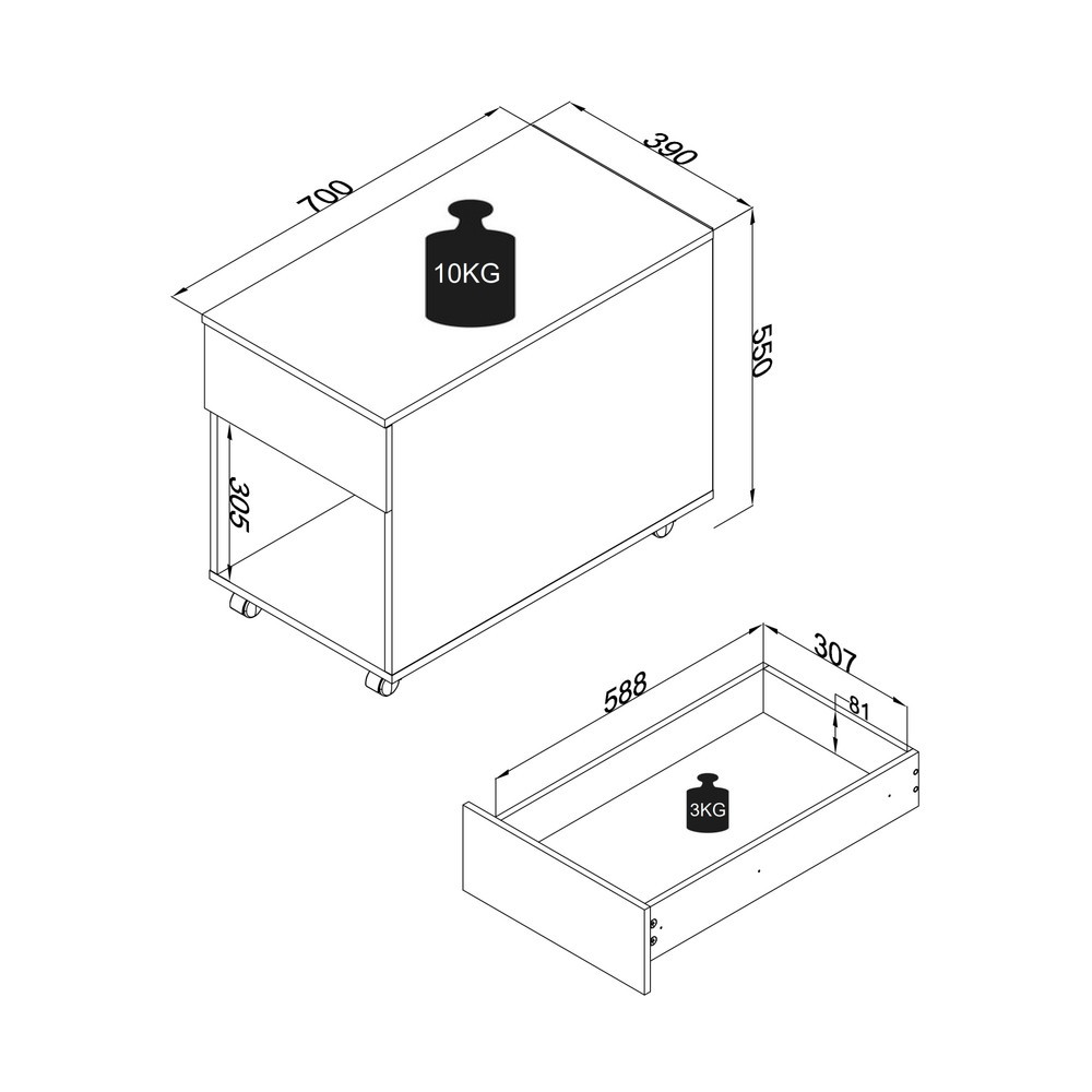 Immagine del prodotto n. 2: Contenitore su ruote VCM Dalosa 70 1-SB, antracite