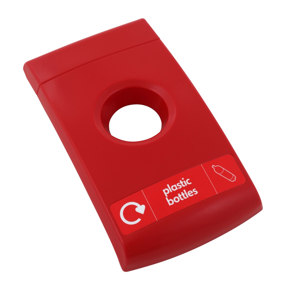 Coperchio per contenitore per rifiuti ENVIROBIN Midi/Mini, rosso, scritta "plastic bottles" Immagine del prodotto: Coperchio per contenitore per rifiuti ENVIROBIN Midi/Mini, rosso, scritta "plastic bottles"