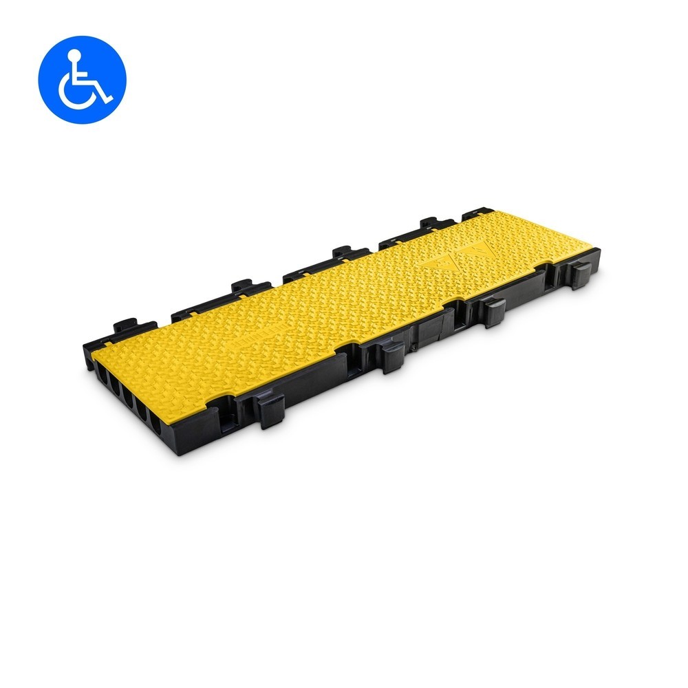 Immagine del prodotto: Defender® by Adam Hall Canalina passacavi MIDI 5, pezzo centrale 2D, 5 canali, nero/giallo