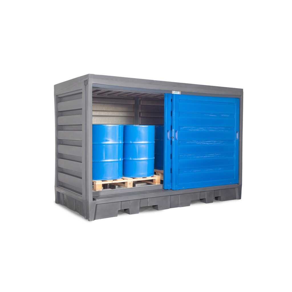 Deposito per fusti in PE, AxLxP 2.170 x 3.200 x 1.740 mm, 2 x IBC o 8x 200 l Immagine del prodotto n. 2: Deposito per fusti in PE, AxLxP 2.170 x 3.200 x 1.740 mm, 2 x IBC o 8x 200 l
