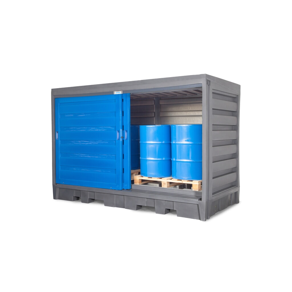 Deposito per fusti in PE, AxLxP 2.170 x 3.200 x 1.740 mm, 2 x IBC o 8x 200 l Immagine del prodotto n. 3: Deposito per fusti in PE, AxLxP 2.170 x 3.200 x 1.740 mm, 2 x IBC o 8x 200 l