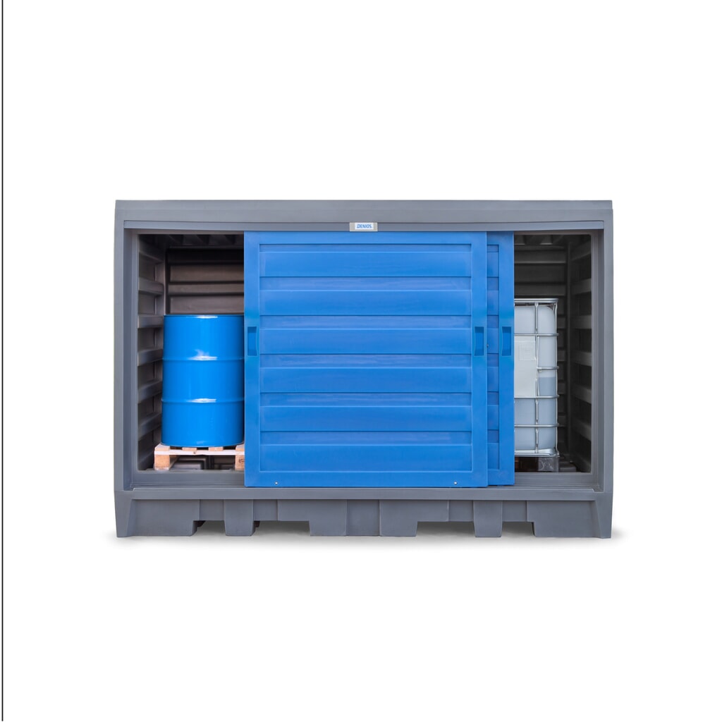 Deposito per fusti in PE, AxLxP 2.170 x 3.200 x 1.740 mm, 2 x IBC o 8x 200 l Immagine del prodotto n. 9: Deposito per fusti in PE, AxLxP 2.170 x 3.200 x 1.740 mm, 2 x IBC o 8x 200 l