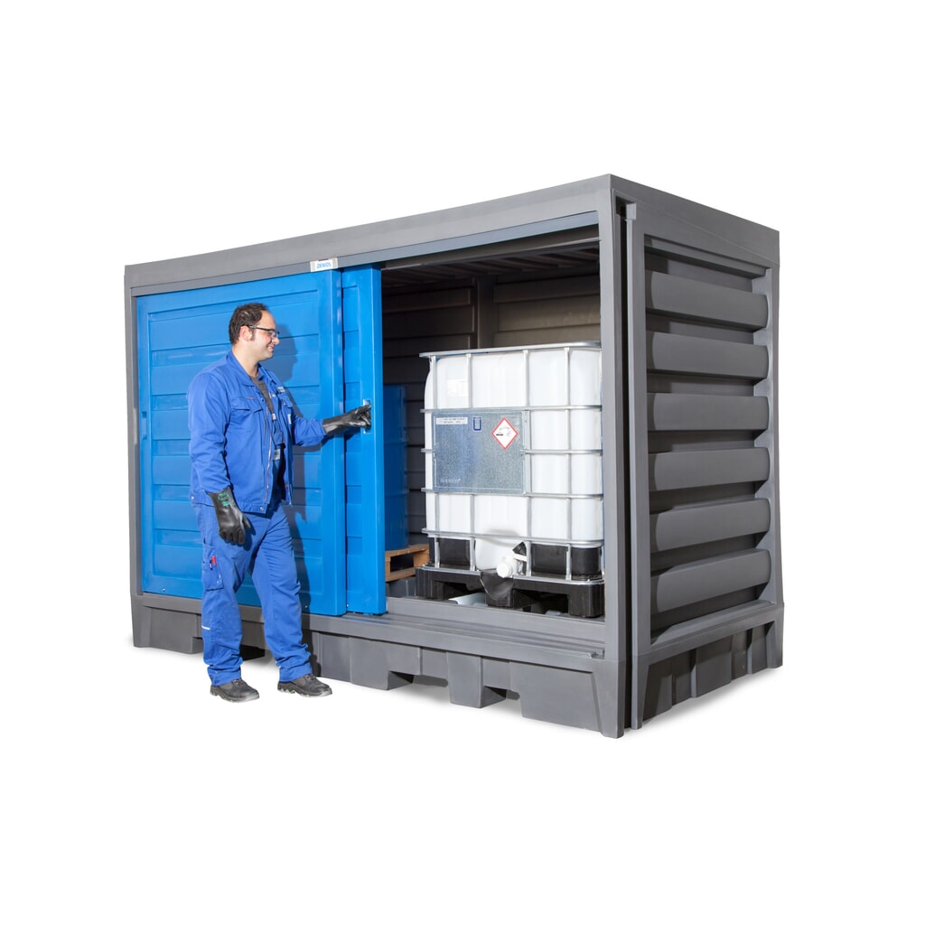 Deposito per fusti in PE, AxLxP 2.170 x 3.200 x 1.740 mm, 2 x IBC o 8x 200 l Immagine del prodotto n. 10: Deposito per fusti in PE, AxLxP 2.170 x 3.200 x 1.740 mm, 2 x IBC o 8x 200 l