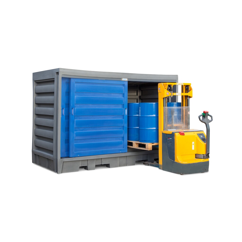 Deposito per fusti in PE, AxLxP 2.170 x 3.200 x 1.740 mm, 2 x IBC o 8x 200 l Immagine del prodotto n. 11: Deposito per fusti in PE, AxLxP 2.170 x 3.200 x 1.740 mm, 2 x IBC o 8x 200 l