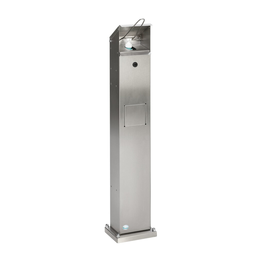 VAR® Dispenser di disinfettante per le mani HDS 115, montaggio a pavimento, acciaio inox Immagine del prodotto: VAR® Dispenser di disinfettante per le mani HDS 115, montaggio a pavimento, acciaio inox