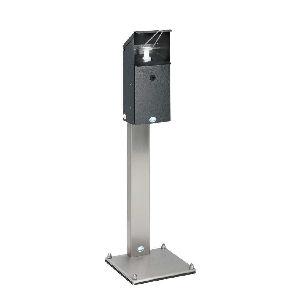 Dispenser di disinfettante per le mani VAR® HDS 41, montaggio a parete, argento anticato Immagine del prodotto n. 2: Dispenser di disinfettante per le mani VAR® HDS 41, montaggio a parete, argento anticato