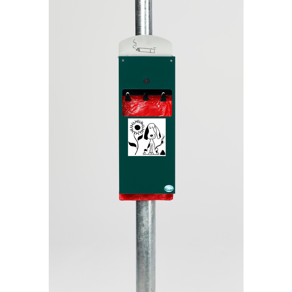 Immagine del prodotto n. 2: Dispenser di sacchetti per escrementi canini VAR® DS 4, con posacenere e inserto interno, verde muschio