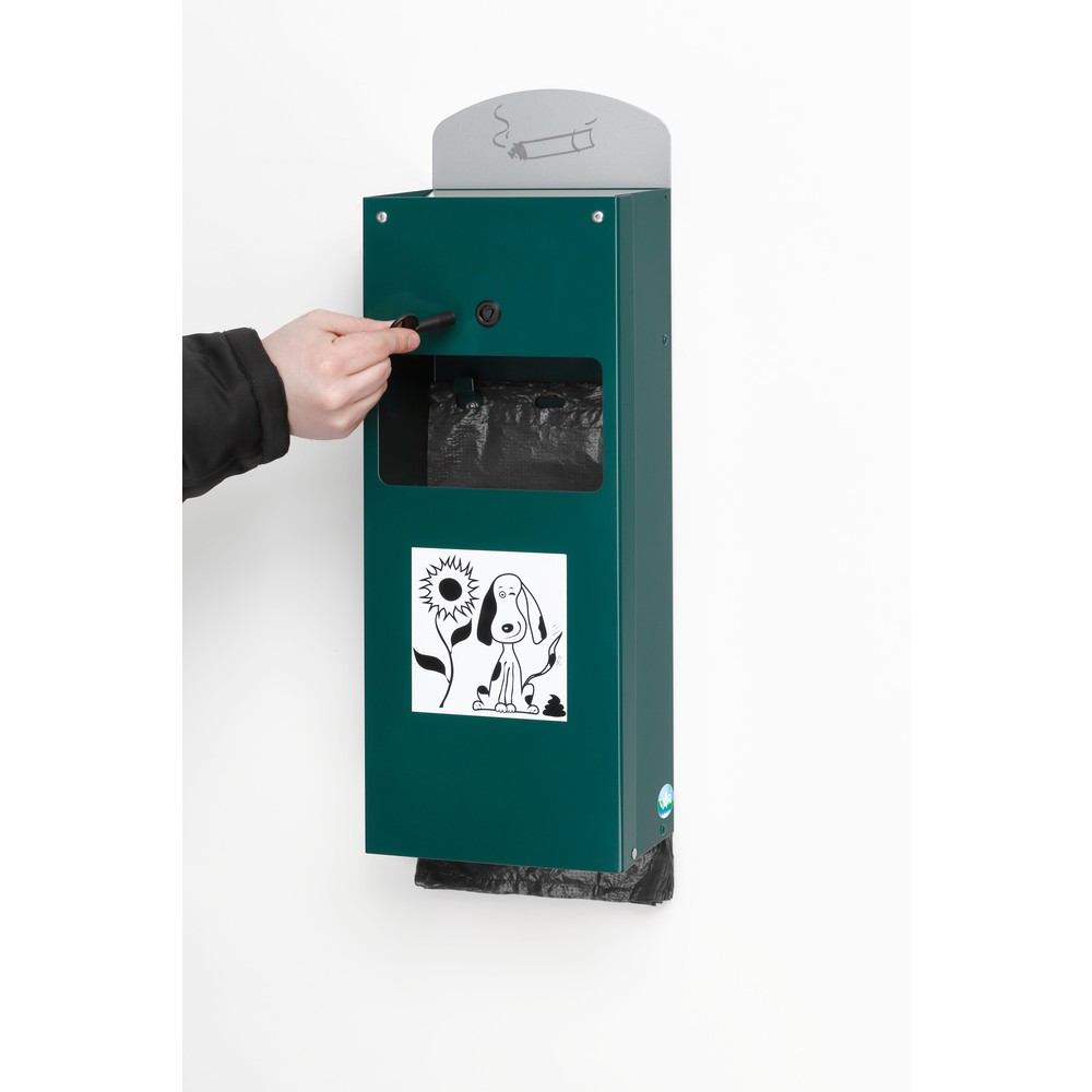 Immagine del prodotto n. 3: Dispenser di sacchetti per escrementi canini VAR® DS 4, con posacenere e inserto interno, verde muschio