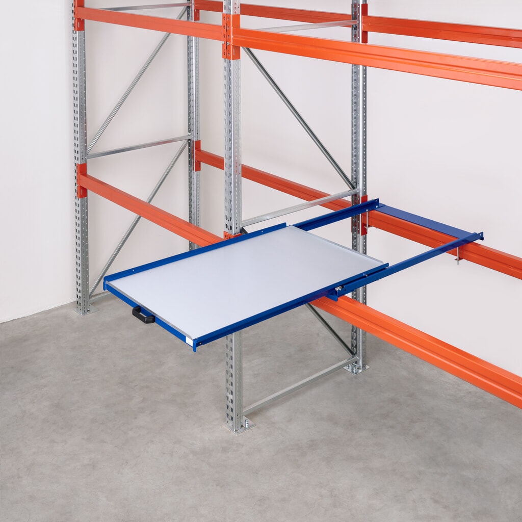 Dispositivo di estrazione dei pallet con ripiano in acciaio, portata 200 kg, profondità di estrazione del 70% Immagine del prodotto n. 3: Dispositivo di estrazione dei pallet con ripiano in acciaio, portata 200 kg, profondità di estrazione del 70%