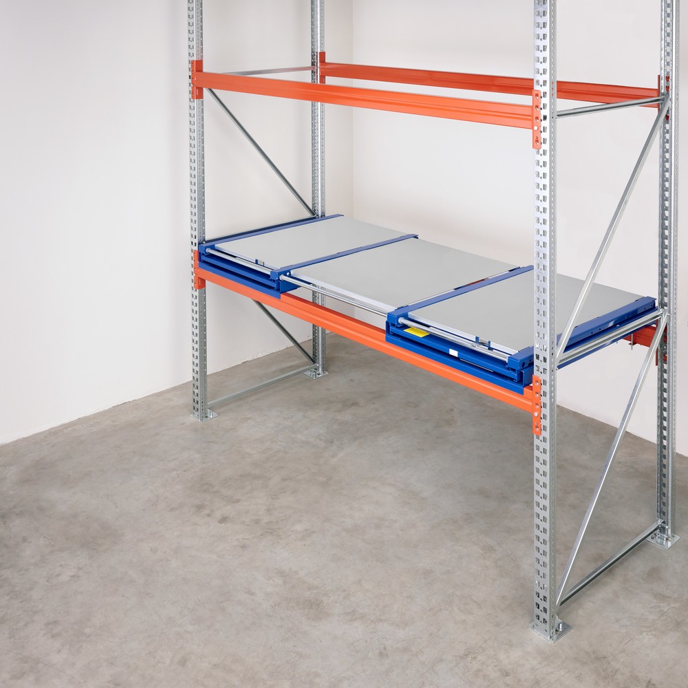 Immagine del prodotto n. 3: Dispositivo di estrazione dei pallet XL, portata 1.200 kg, profondità di estrazione 100 %, LxP 2.600 x 1.200 mm, con ripiano in acciaio