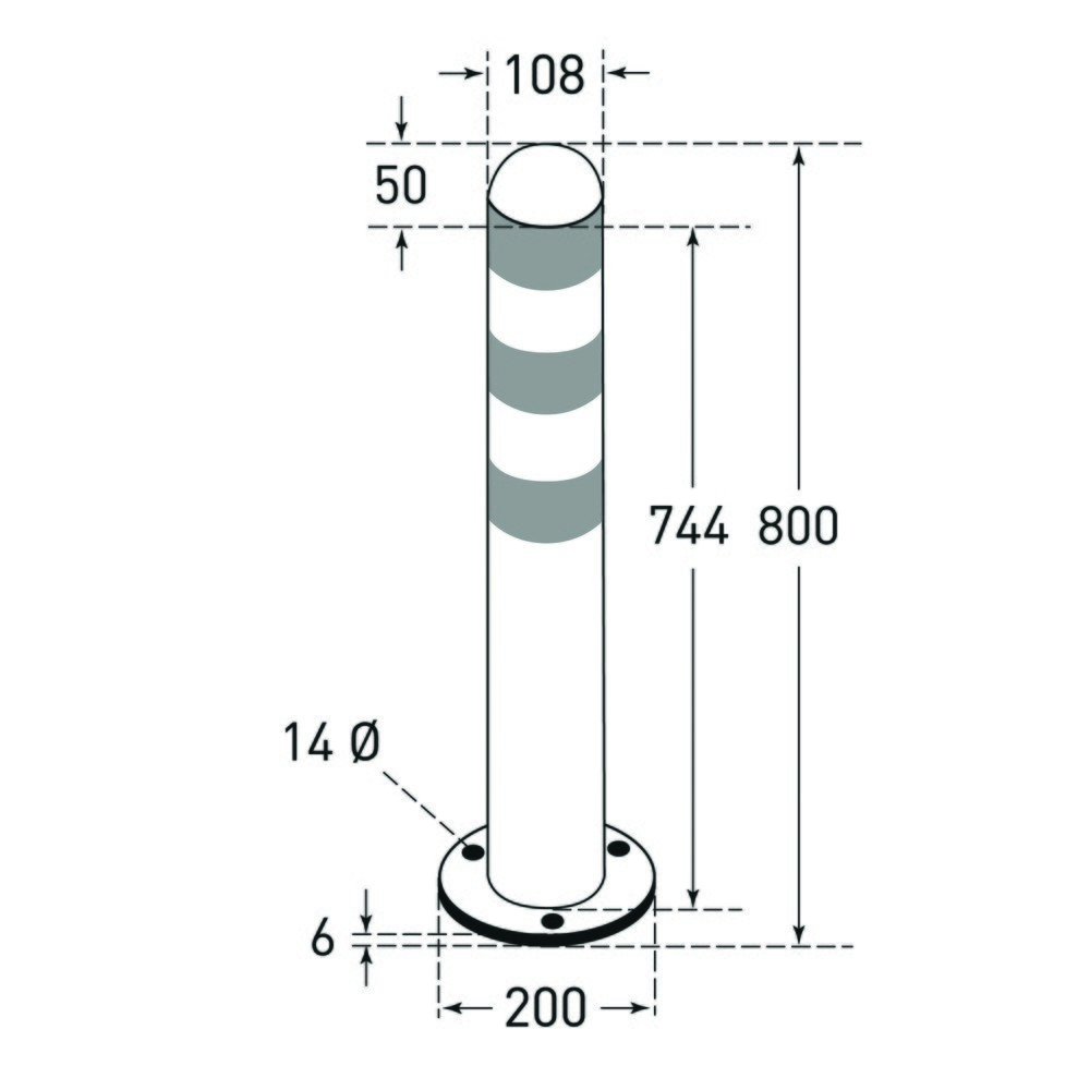 Immagine del prodotto n. 2: Paletto protettivo per colonne di ricarica II, Ø 108 mm, altezza 800 mm, da tassellare, acciaio, rivestito in plastica, anelli rossi riflettenti