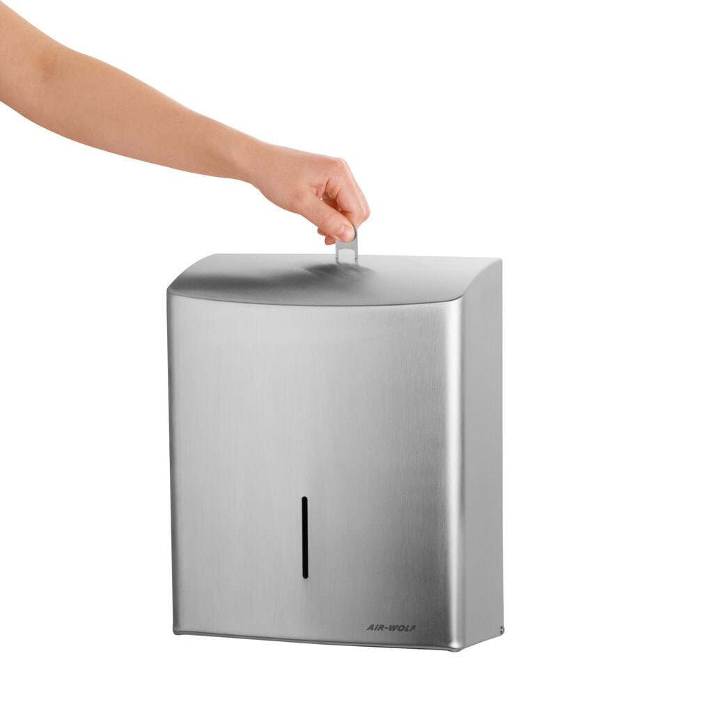 Immagine del prodotto n. 8: Distributore di asciugamani di carta Air-Wolf per un massimo di 600 asciugamani piegati, acciaio inox spazzolato