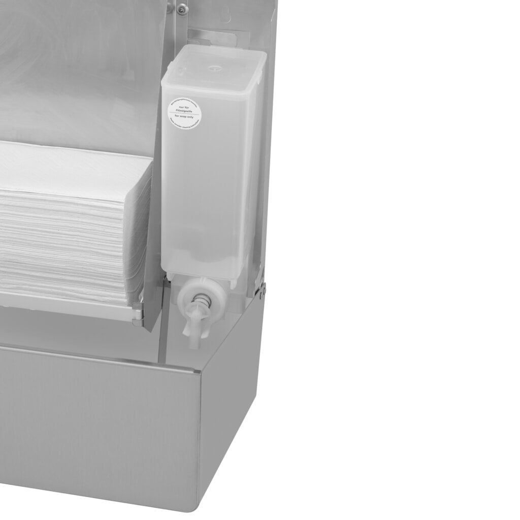 Distributore di carta e sapone Air-Wolf combinato a destra in acciaio inox spazzolato Immagine del prodotto n. 3: Distributore di carta e sapone Air-Wolf combinato a destra in acciaio inox spazzolato