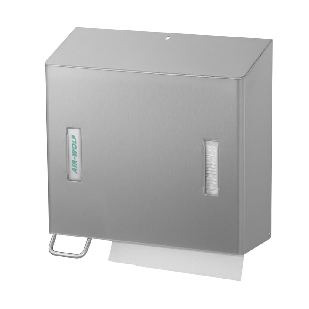 Combinazione di distributore di carta e sapone Air-Wolf a sinistra in acciaio inox spazzolato Immagine del prodotto n. 1: Combinazione di distributore di carta e sapone Air-Wolf a sinistra in acciaio inox spazzolato