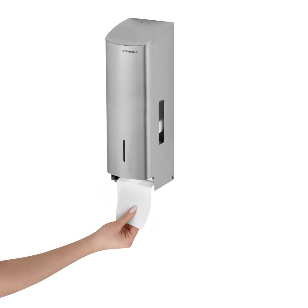 Immagine del prodotto n. 2: Distributore di rotoli di carta igienica Air-Wolf per 3 rotoli di carta igienica per uso domestico in acciaio inox spazzolato
