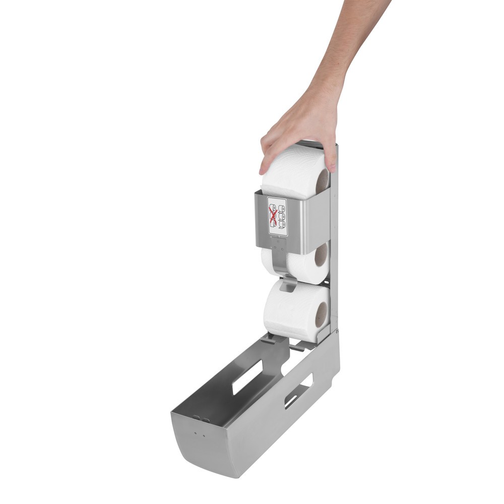 Immagine del prodotto n. 5: Distributore di rotoli di carta igienica Air-Wolf per 3 rotoli di carta igienica per uso domestico in acciaio inox spazzolato