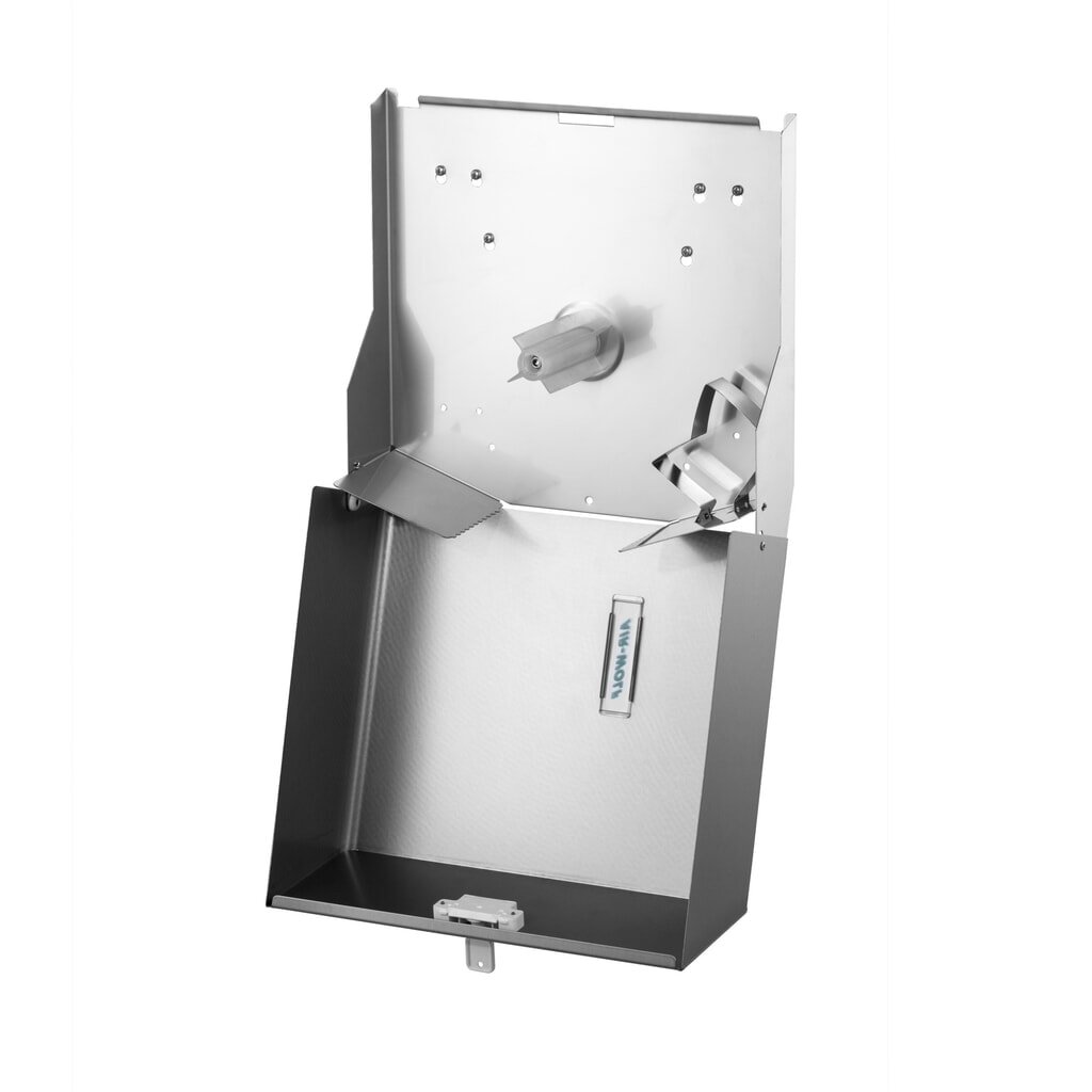 Distributore di rotoli duplex Air-Wolf in acciaio inox spazzolato Immagine del prodotto n. 4: Distributore di rotoli duplex Air-Wolf in acciaio inox spazzolato