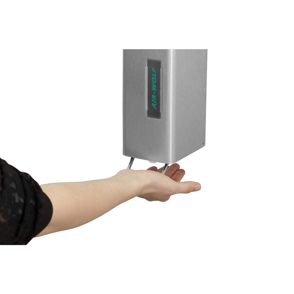 Immagine del prodotto n. 2: Distributore di sapone e disinfettante Air-Wolf per 1200 ml di lozione lavamani o disinfettante Serie Omega in acciaio inox spazzolato