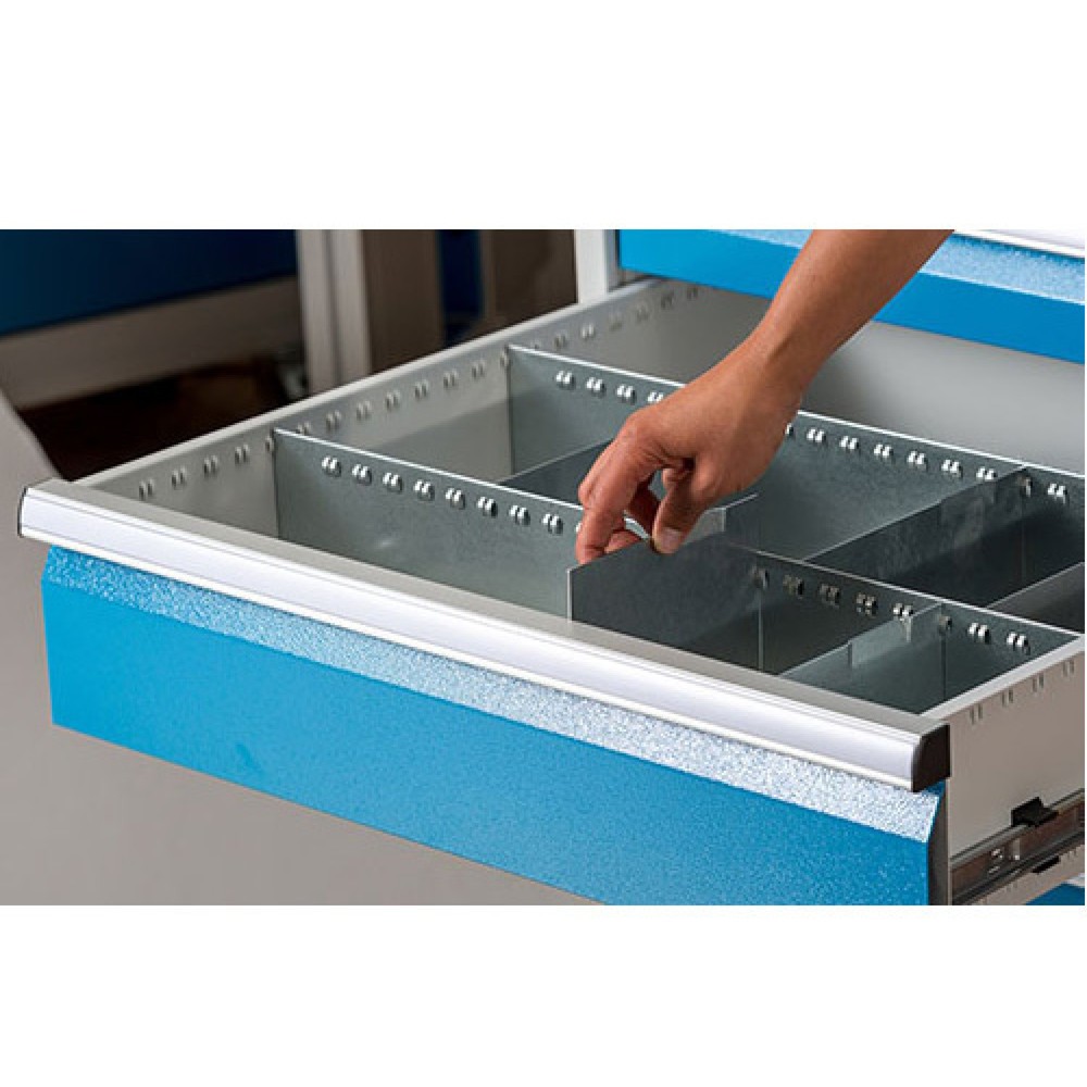 Immagine del prodotto n. 2: Divisorio per cassetti in metallo per banchi da lavoro in serie Bedrunka+Hirth, per altezza frontale 150 mm, 4 scomparti